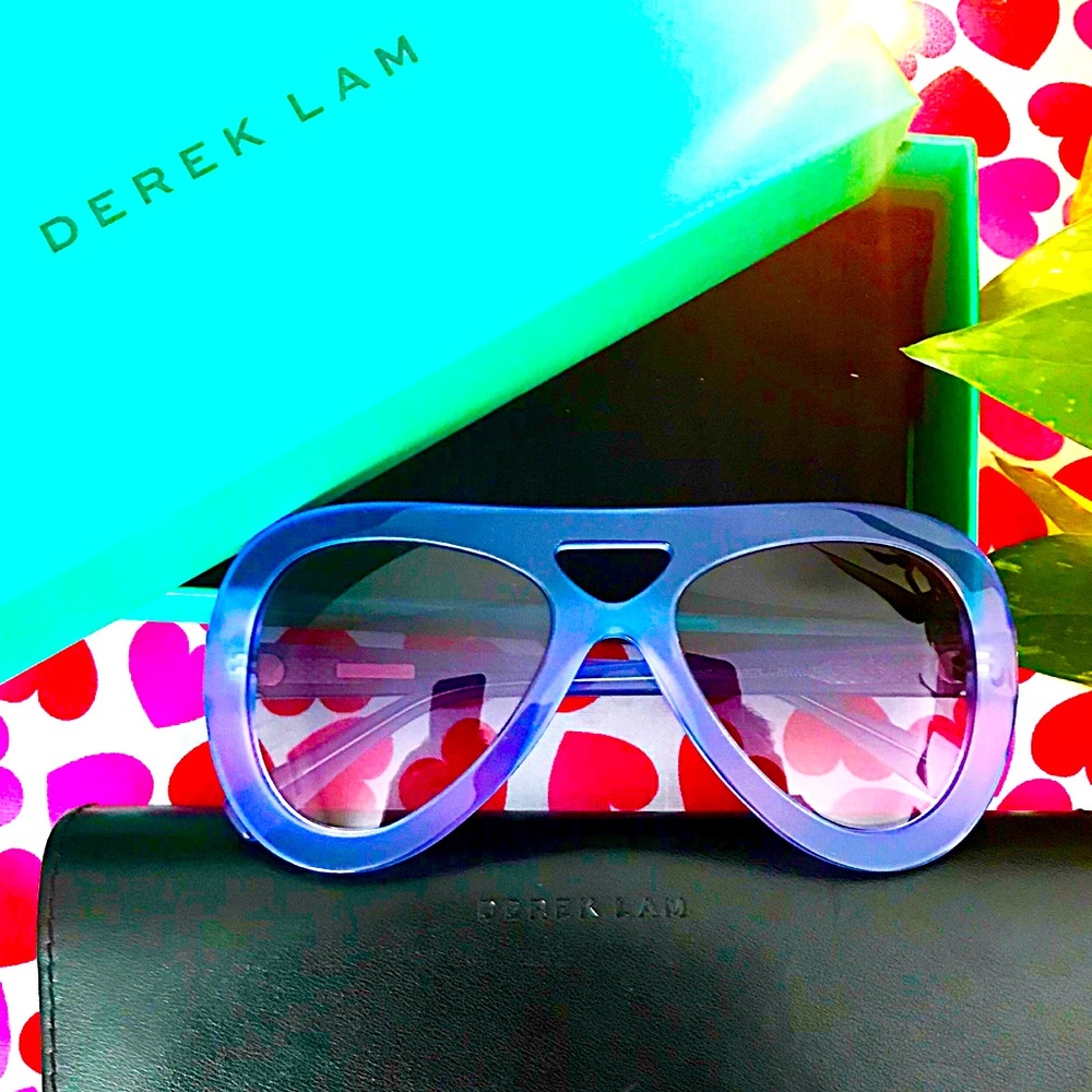 Derek Lam Designer Charlotte Aviator Sunglasses Iris, NIP